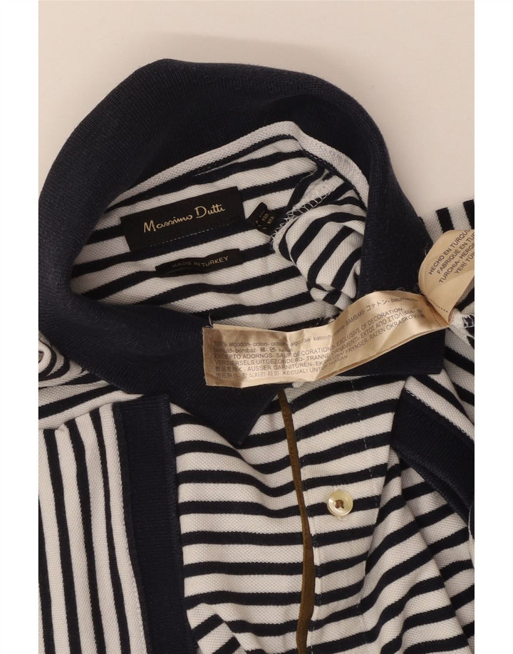 Massimo Dutti herre poloshirt stor hvid stribet bomuld