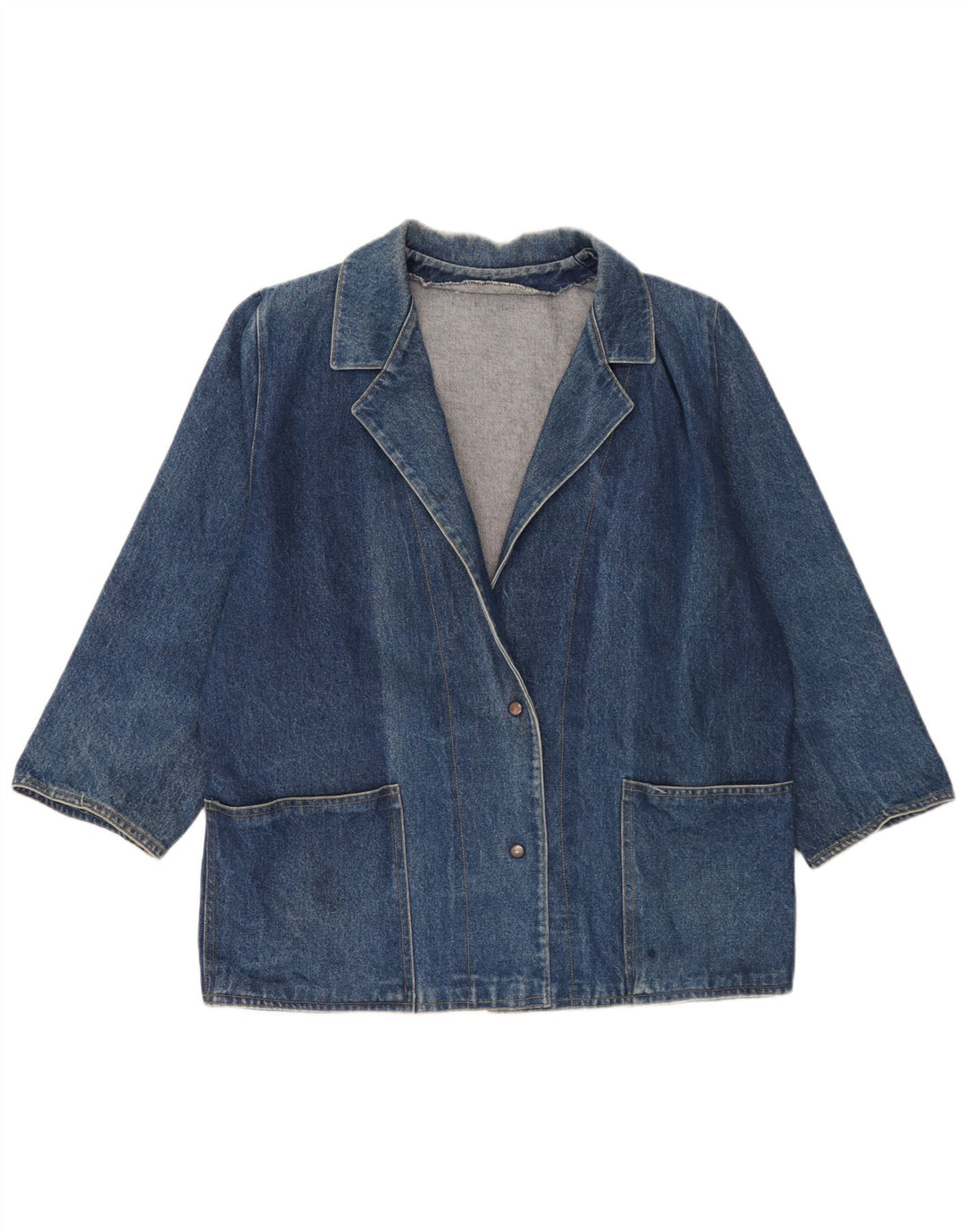 Vintage Dame Oversized 2 Button Denim Blazer Jacket UK 18 XL Blå