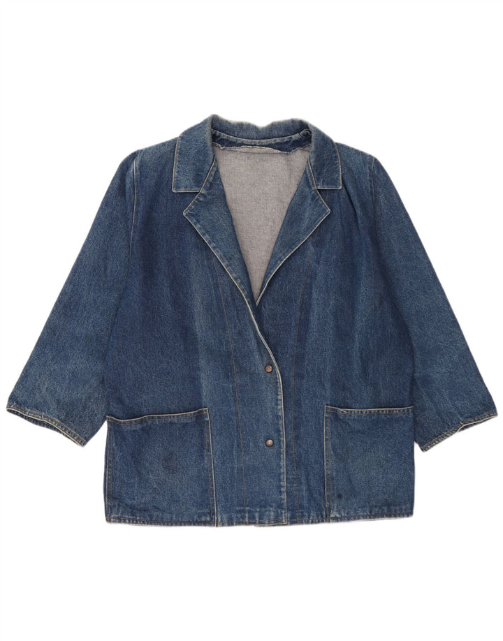 Vintage Dame Oversized 2 Button Denim Blazer Jacket UK 18 XL Blå