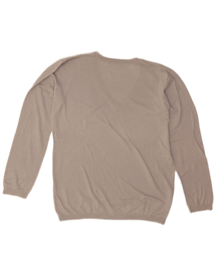 Lacoste Dame V-hals sweater Størrelse 44 Stor Grå Silke