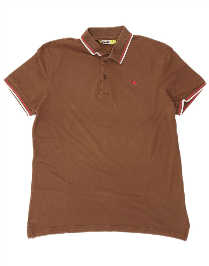 Diadora herre poloshirt XL brun bomuld