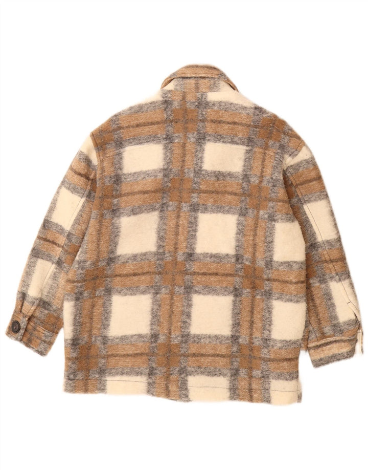 Zara Dame Shacket Oversized jakke UK 6 XS Beige ternet uld