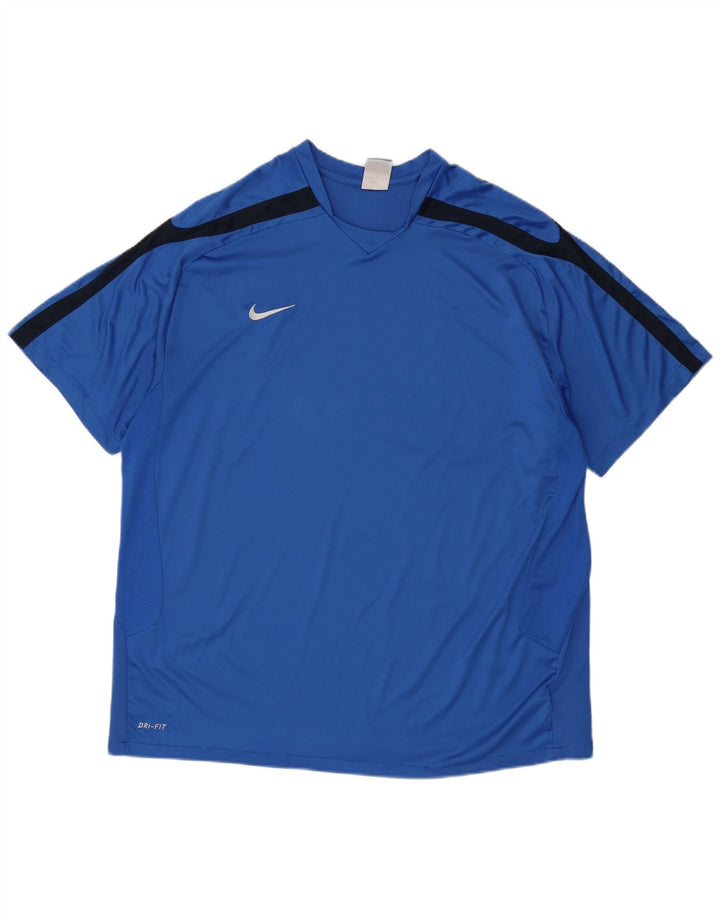 Nike Herre Dri Fit T-shirt Top 2XL Blå Colourblock Polyester