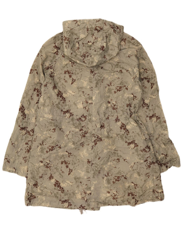 Topshop Dame Hooded Parka Jacket UK 8 Small Green Camouflage Polyester