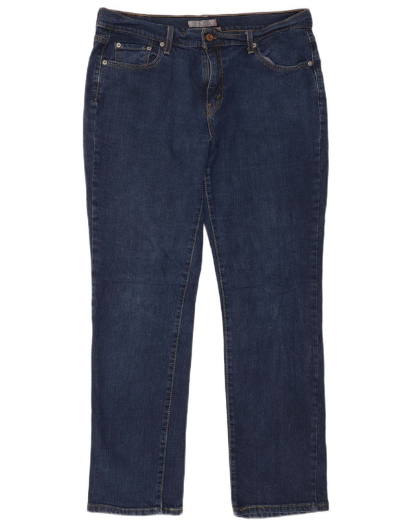 Levi's Womens 505 Højtaljede lige jeans US 14 XL W34 L31 Blå Bomuld