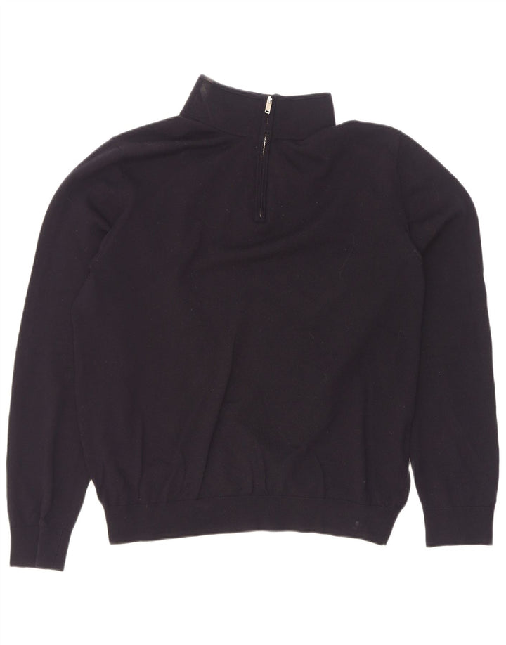 Reiss Herre Zip Neck Jumper Sweater XL Sort Uld