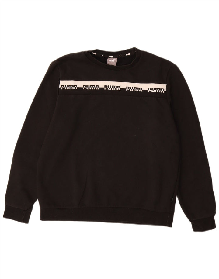 PUMA grafisk sweatshirt til mænd, stor sort bomuld