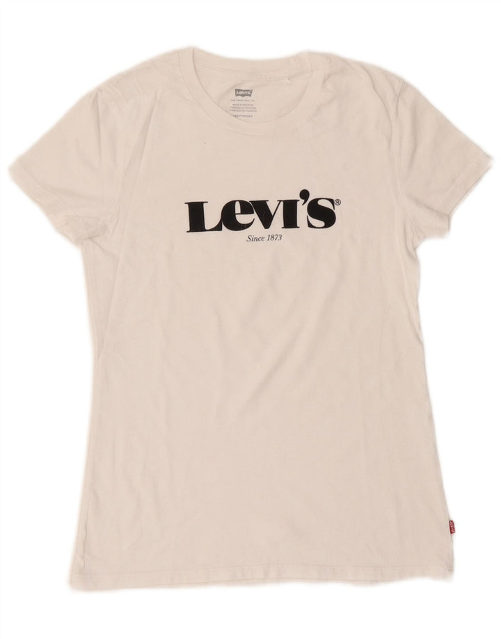 Levi's Dame Oversized grafisk T-shirt Top UK 2 2XS Hvid