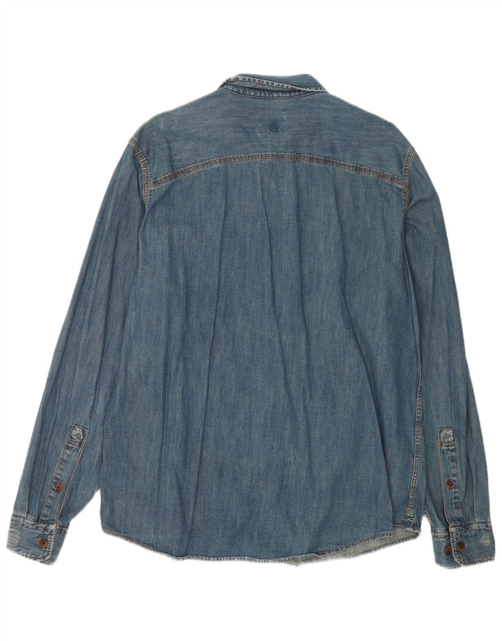 Fat Face Herre Classic Fit Denim Shirt Stor Blå Bomuld