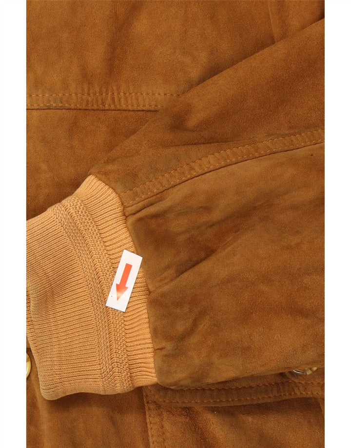 Vintage herre ruskind bomberjakke UK 42 XL beige læder