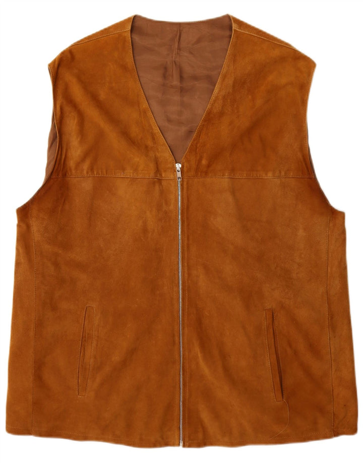 Vintage herre ruskind Gilet UK 40 Large Brown