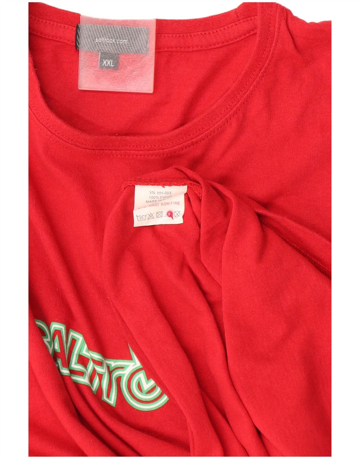 Saltrock Herre Grafisk T-Shirt Top 2XL Rød Bomuld