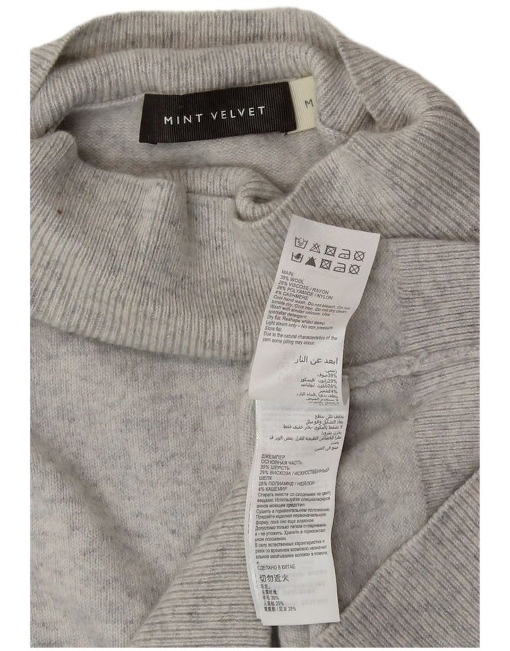 MINT FLØJEL Dame Turtle Neck Jumper Sweater UK 14 Medium Grey Flecked