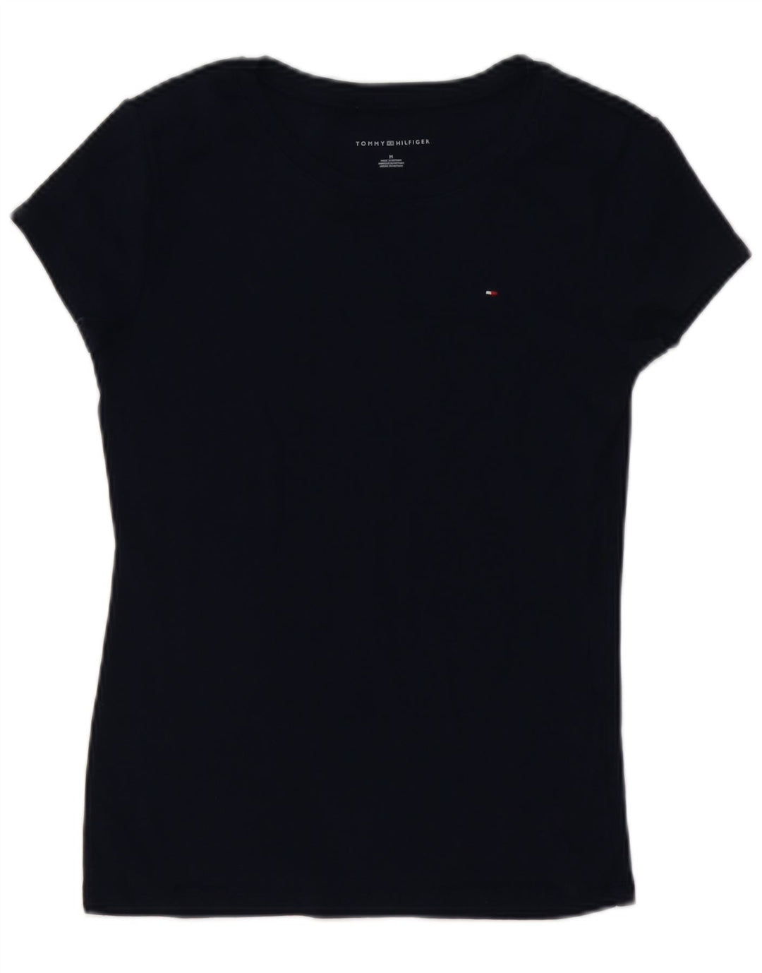 TOMMY HILFIGER T-shirt top til kvinder UK 12 Mellem marineblå bomuld