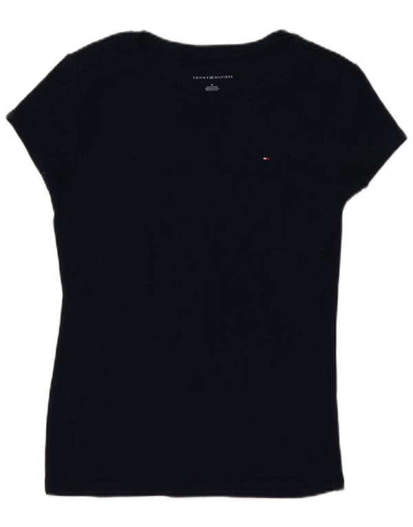 TOMMY HILFIGER T-shirt top til kvinder UK 12 Mellem marineblå bomuld