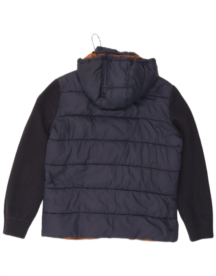 Fynch Hatton Herre hættepolstret jakke UK 38 Medium Navy Blue Colourblock