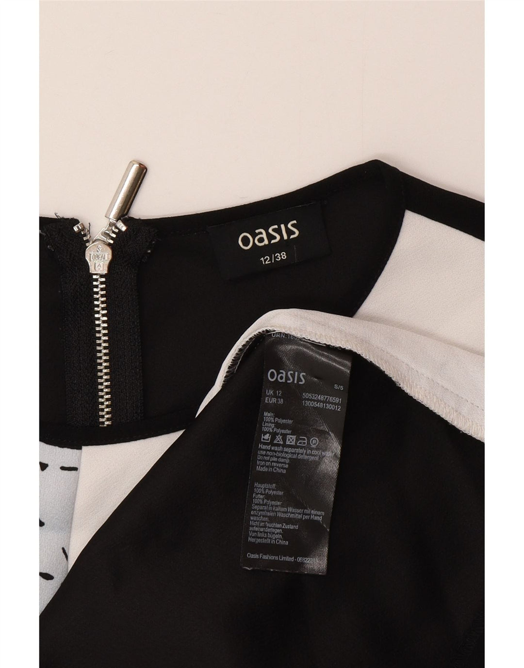 Oasis Kvinders Abstrakt Mønster Skede Kjole UK 12 Medium Blue Colourblock