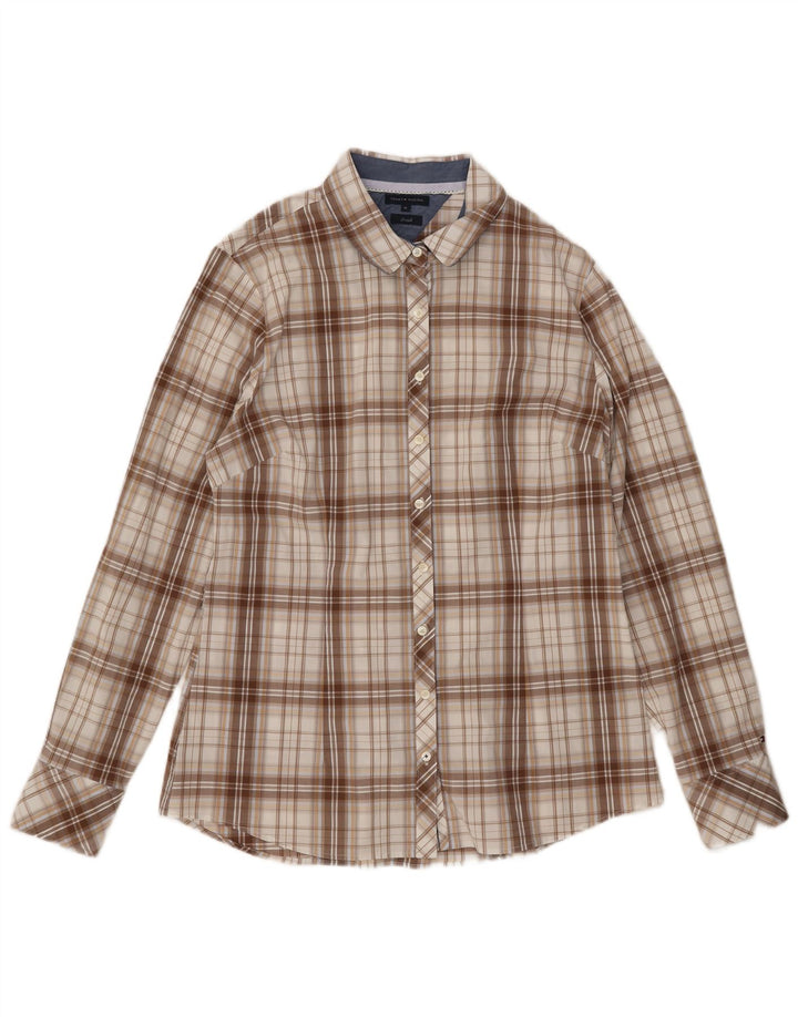 Tommy Hilfiger Dameskjorte UK 14 Medium Beige Ternet Bomuld