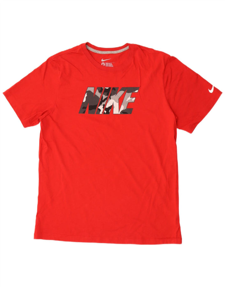 Nike Herre Regular Fit Grafisk T-Shirt Top XL Rød Bomuld