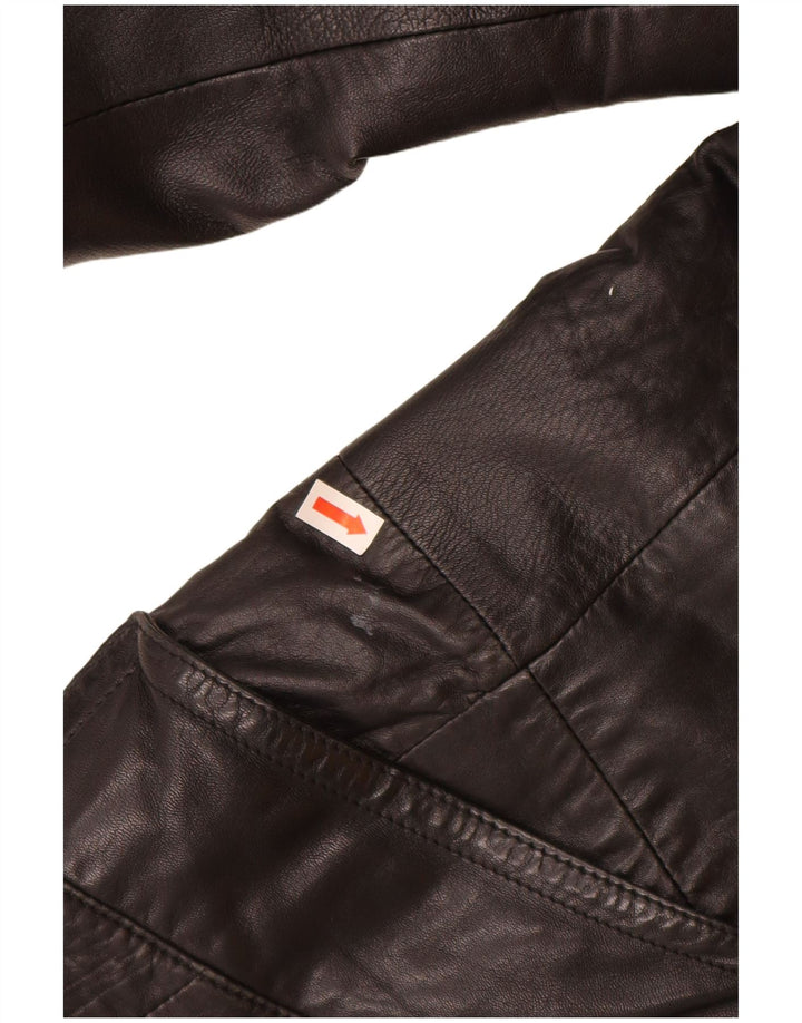 VINTAGE Womens Leather Jacket UK 18 XL Black