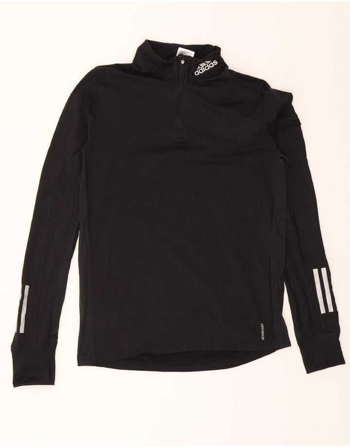 ADIDAS Mens Aeroready Zip Neck Pullover Tracksuit Top UK 10 Small Black Vintage Adidas and Second-Hand Adidas from Messina Hembry 