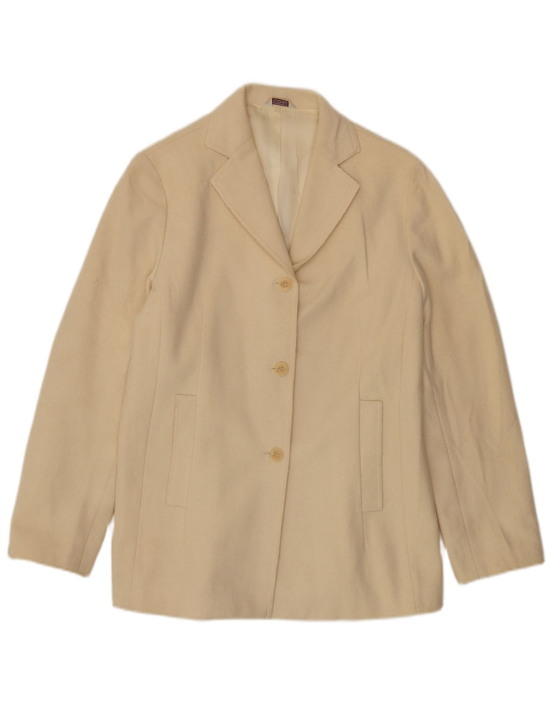 Stefanel Dame 3-knaps blazerjakke UK 14 Medium Beige Uld