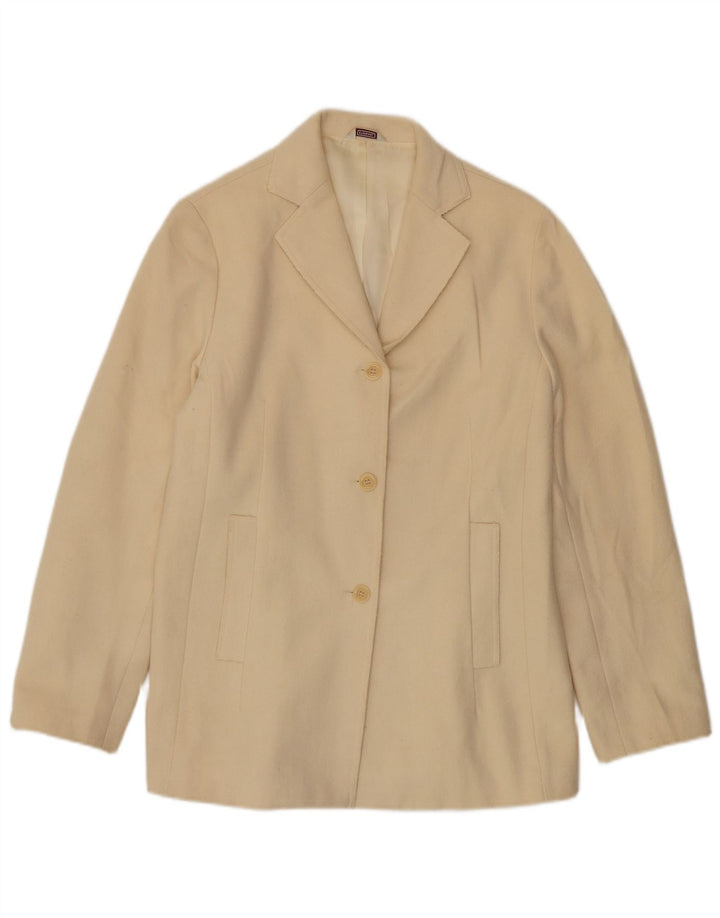 Stefanel Dame 3-knaps blazerjakke UK 14 Medium Beige Uld