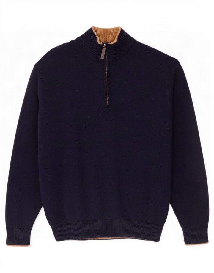 Musto Herre Zip Neck Jumper Sweater Stor Marineblå Lammeuld