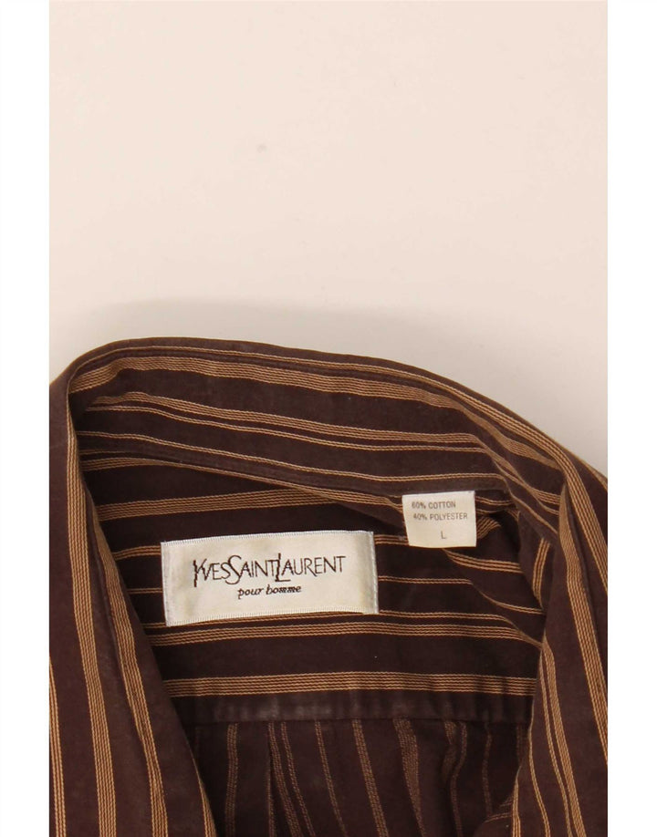 Yves Saint Laurent Herreskjorte Stor brunstribet bomuld
