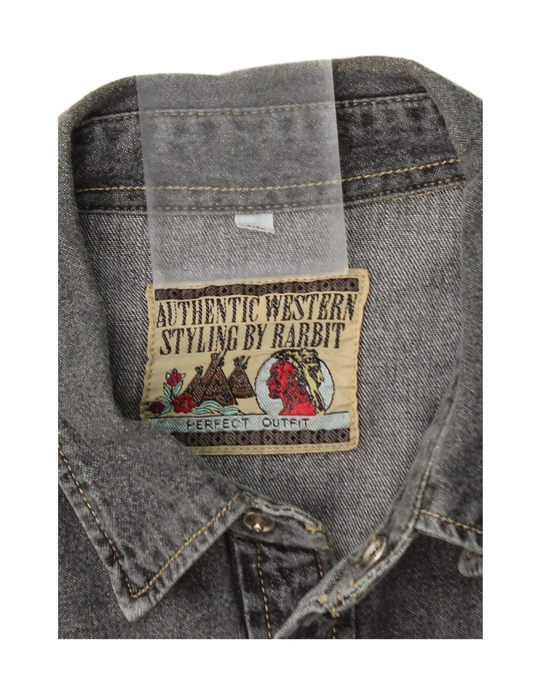 VINTAGE Mens Denim Shirt XL Grey Cotton