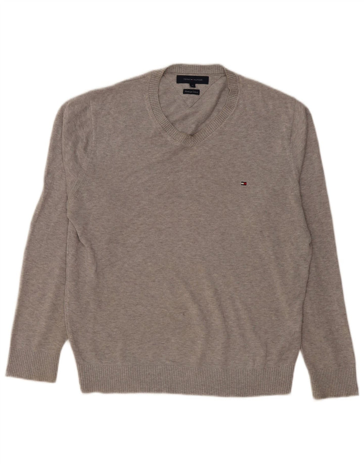 Tommy Hilfiger Herre V-hals sweater Medium Grå Bomuld