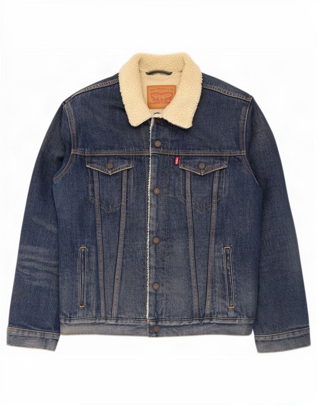 Levi's Herre Denim Sherpa Jacket UK 40 Large Blue Cotton