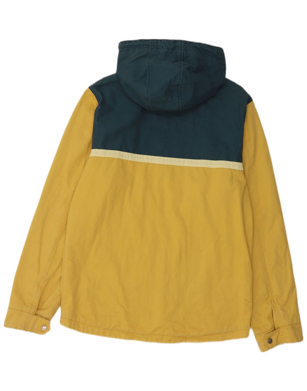 Quiksilver Herre Hooded Bomber Jacket UK 38 Medium Yellow Colourblock Cotton