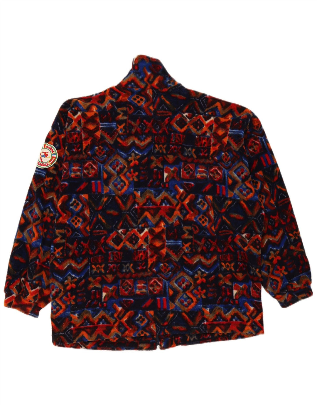 Vintage Herre Loose Fit Fleecejakke UK 36 Small Multicolored Geometric