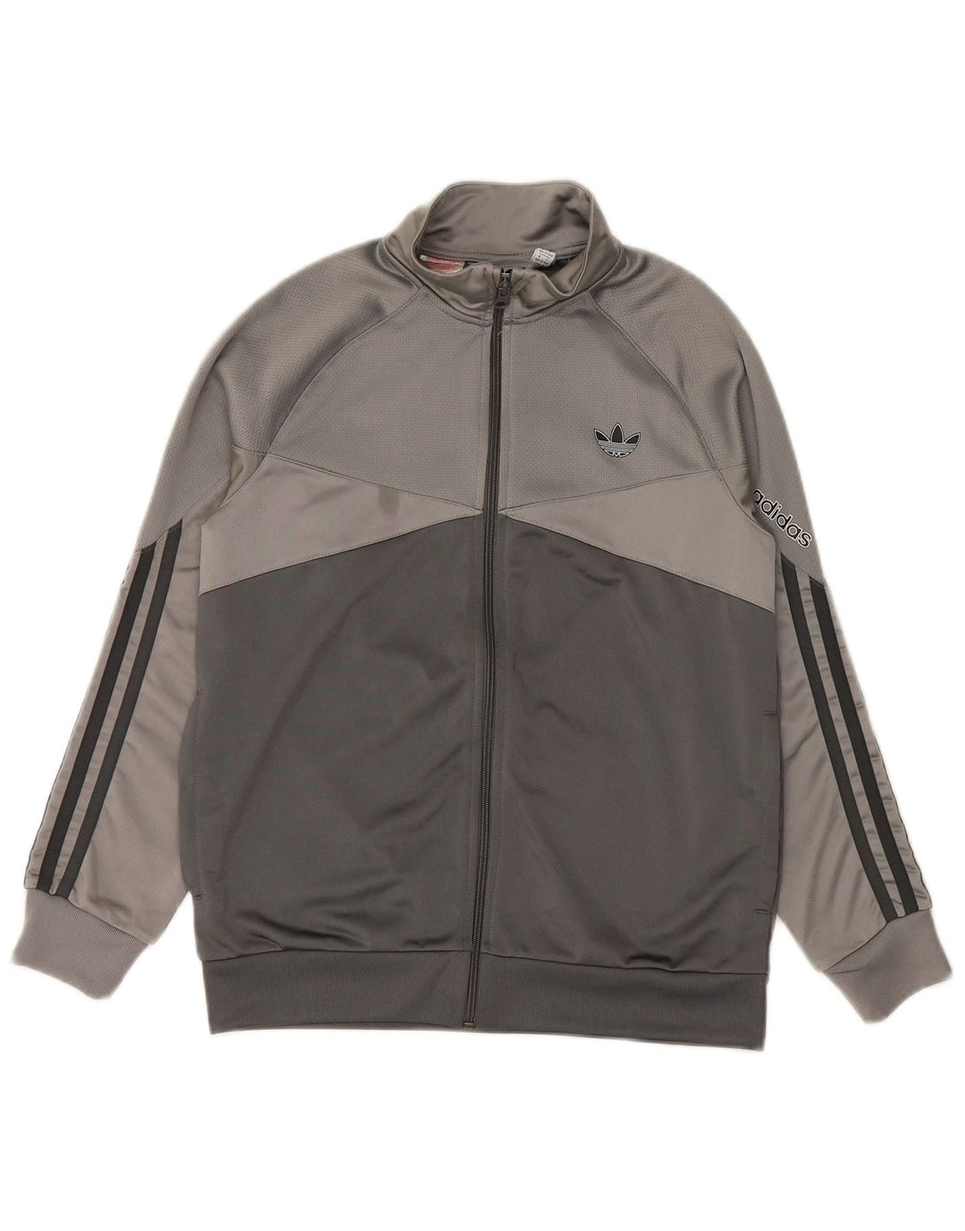 ADIDAS Boys Graphic Tracksuit Top Jacket 13-14 Years Grey Colourblock