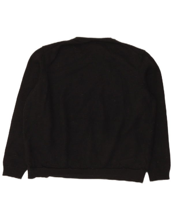 Hugo Boss Dame Crop Crew Neck Jumper Sweater UK 22 3XL Sort Uld