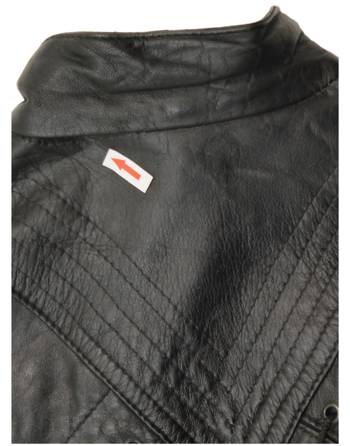 Vintage Dame Loose Fit Læderjakke UK 14 Medium Sort