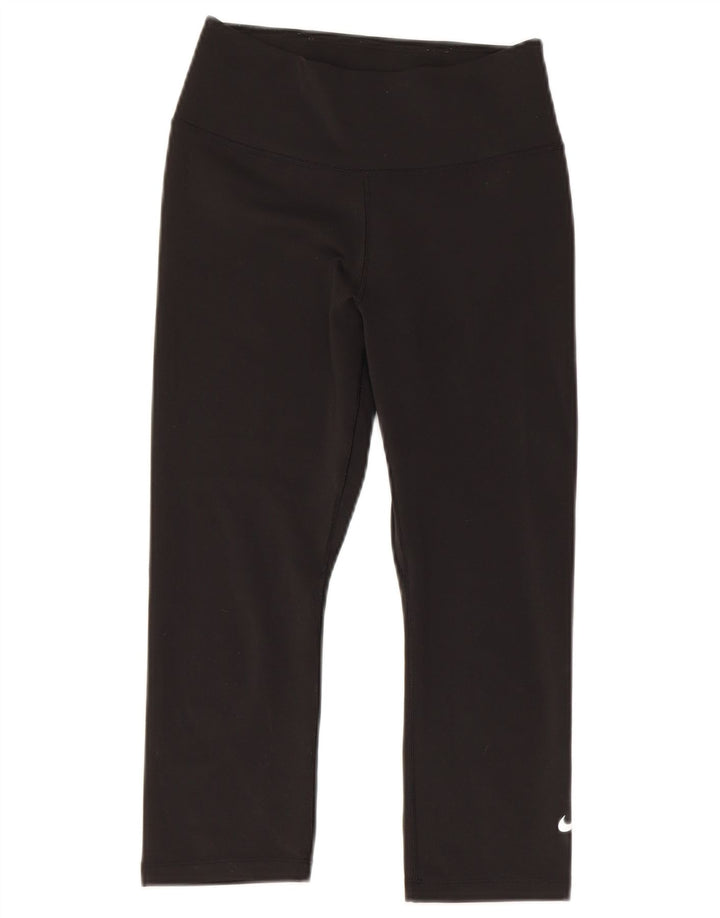 NIKE Womens Dri Fit Capri Leggings UK 6 XS Black Polyester