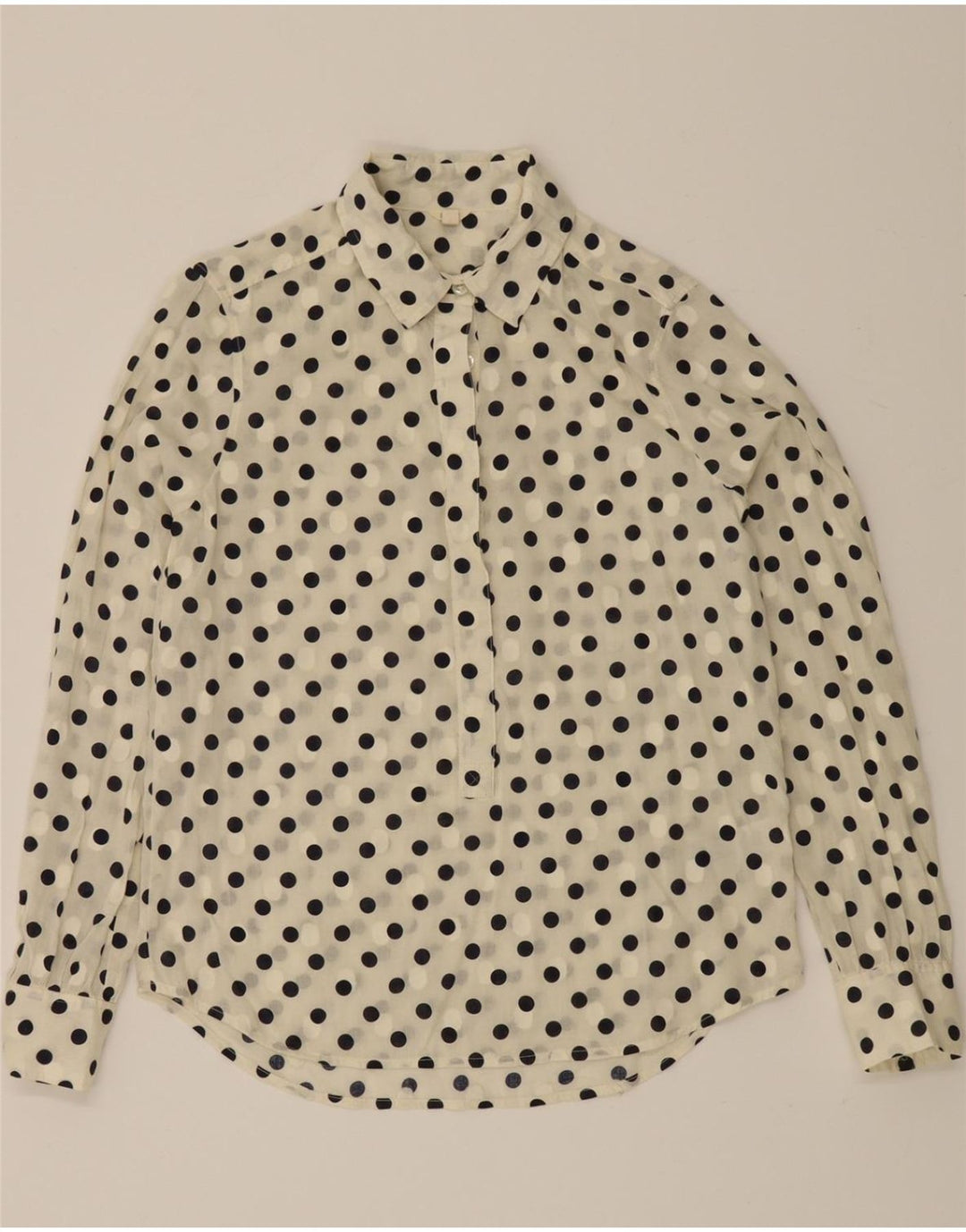 J. CREW Womens Oversized Pullover Shirt US 00 2XS White Polka Dot Cotton Vintage J. Crew and Second-Hand J. Crew from Messina Hembry 