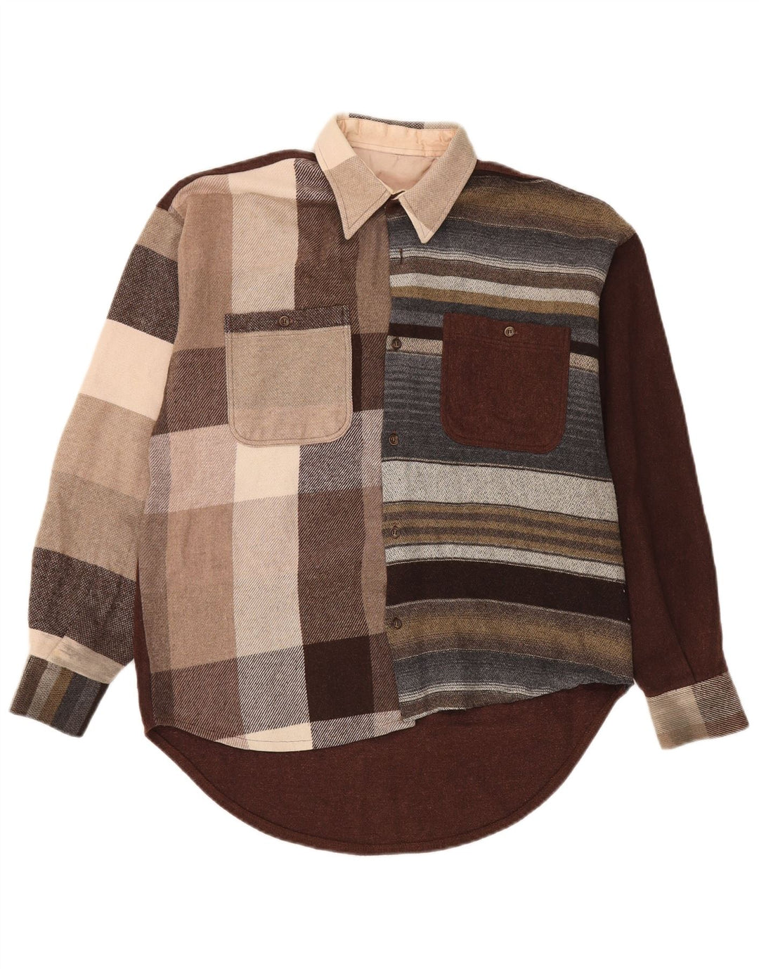 Vintage flannelskjorte til mænd, stor flerfarvet farveblok