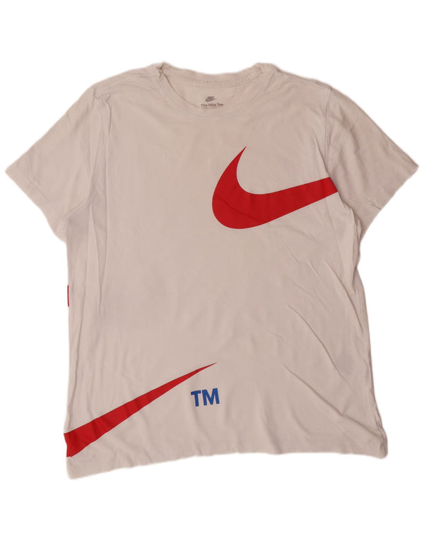 NIKE Grafisk T-shirt top til mænd XL Hvid bomuld