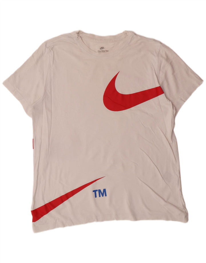 NIKE Grafisk T-shirt top til mænd XL Hvid bomuld