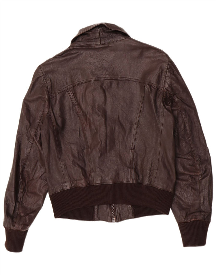 Vintage Bomber læderjakke til mænd IT 48 Medium brunt læder