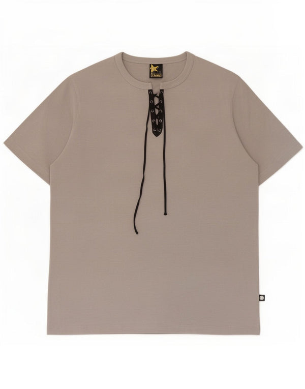 Vintage herre T-shirt top mellemgrå polyester
