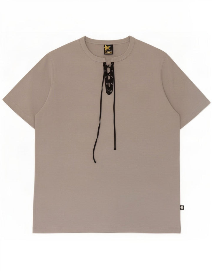 Vintage herre T-shirt top mellemgrå polyester