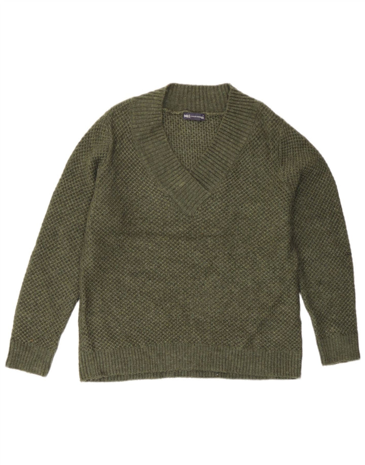 Marks & Spencer Herre V-hals sweater lille grøn akryl