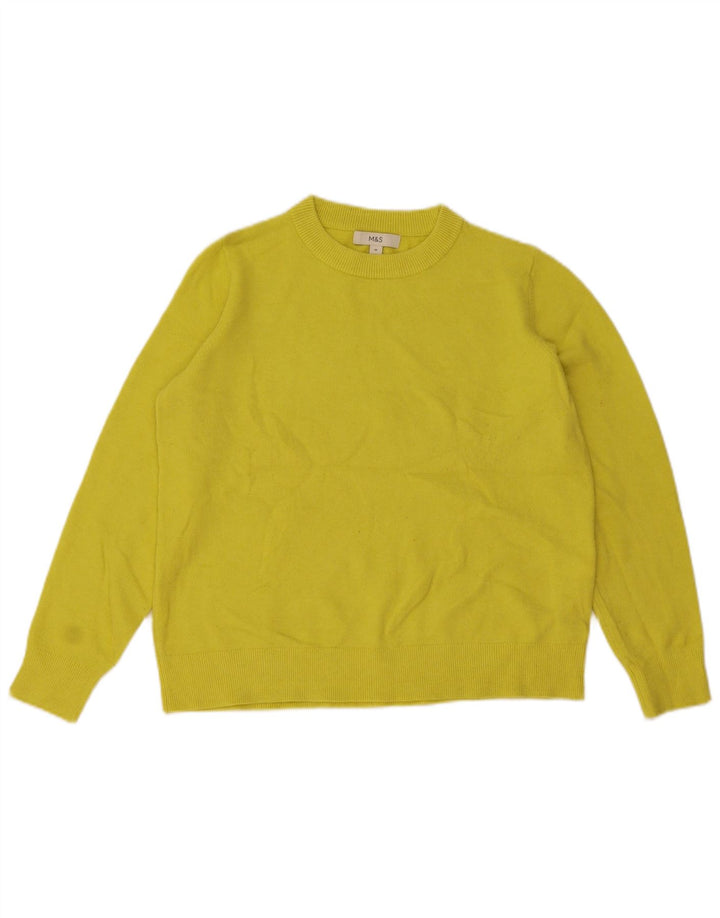 Marks & Spencer Dame Boat Neck Jumper Sweater UK 14 Medium Yellow