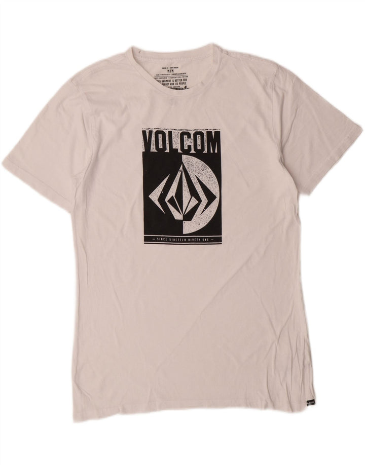 Volcom Herre Modern Fit Grafisk T-shirt Top Medium Hvid Bomuld