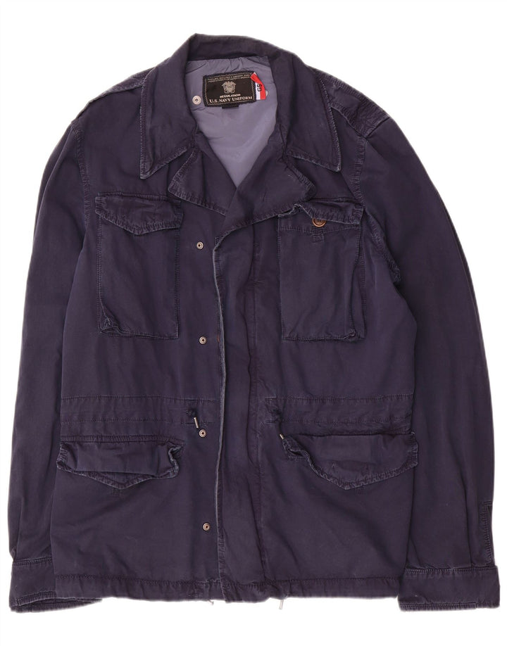 Vintage Herre Utility Jacket UK 42 XL Navy Blue Nylon