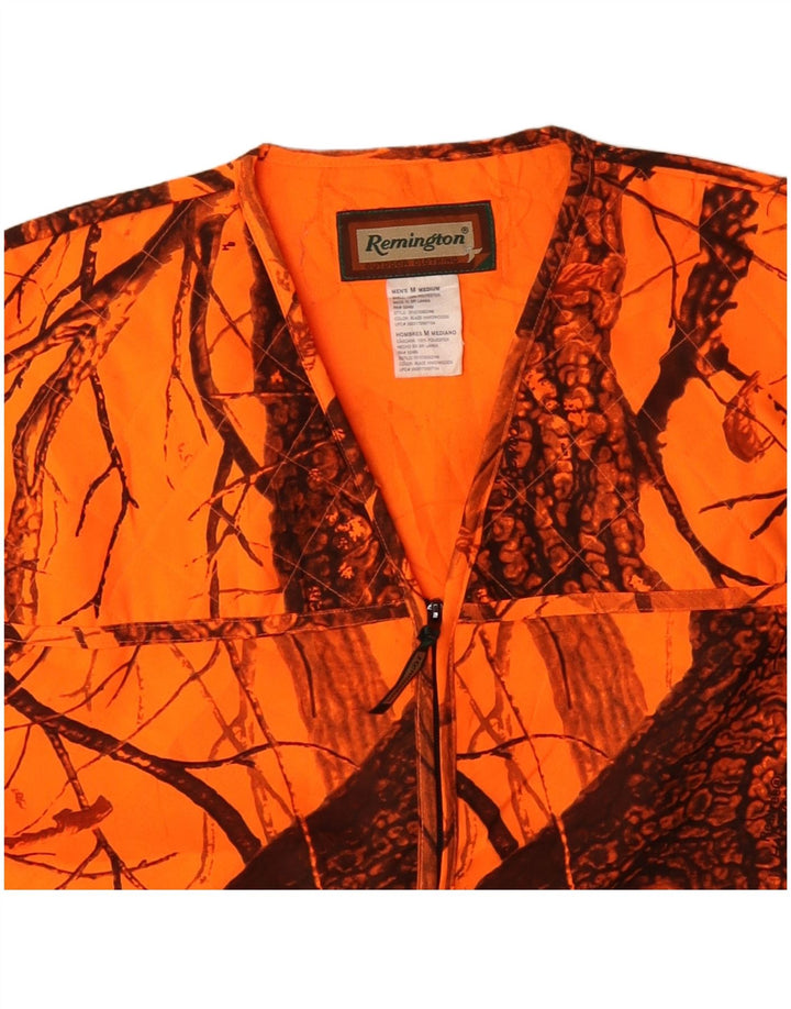 Vintage Herre Utility Gilet UK 38 Medium Orange Camouflage Polyester